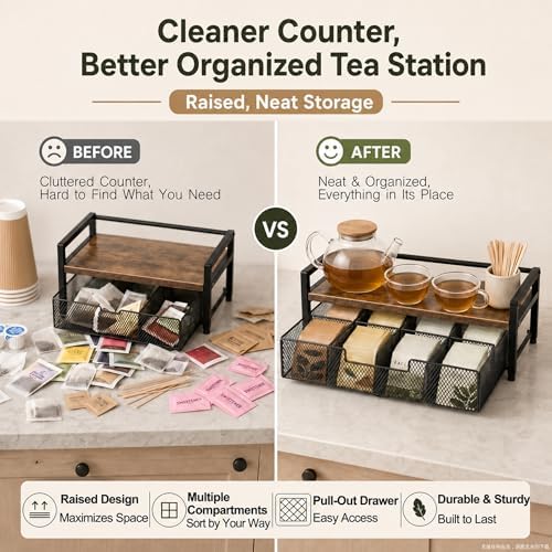 8-Drawer Tea & K-Cup Storage Organizer for Countertop
