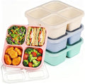 buluker 4 Pack Bento Snack Containers Set, 4 Compartment Food Storage