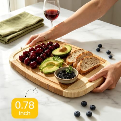 Hollyone Bamboo Cutting Board 14 Inch Wood Cutting Board for Kitchen