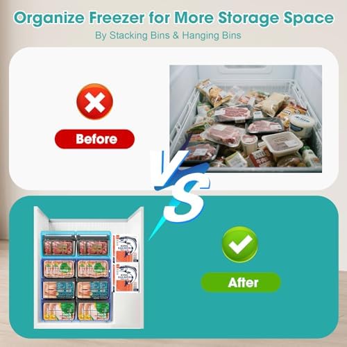 Freezer Organizer Bins, 2 Pack Expandable Stackable Hangable Chest