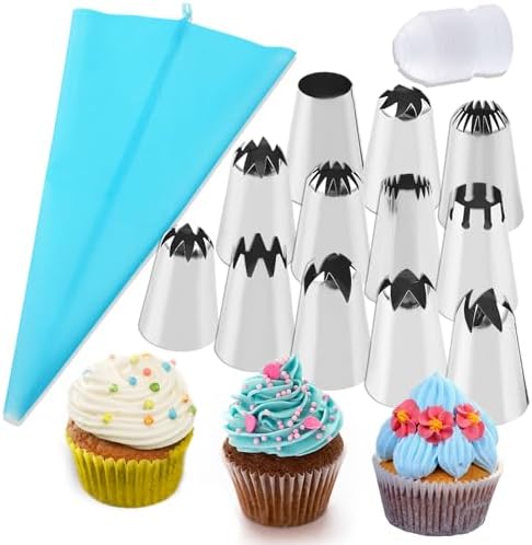 12PCS Large Piping Tips Set with Pastry Bag – for Cookie, Cake &