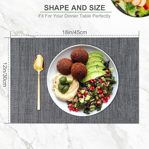 BETEAM Placemats Set of 6, Woven Vinyl Place Mats for Dining Table