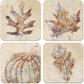 FYSUIMU 4Pcs Fall Leaves Coasters Vintage Autumn Maple Leaf Pumpkin