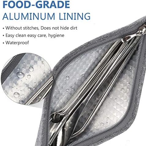 Aosbos Reusable Straws Carrying Case, Portable Small Pouch for Metal