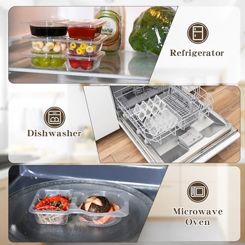 20 sets Reusable Snack Containers 2 Compartment Condiment Container