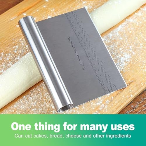 slaixiu 2-Piece Stainless Steel Dough Scraper Set, Bench Scraper with
