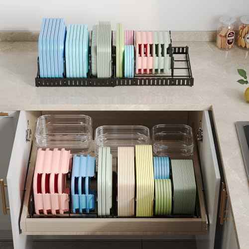 Expandable Adjustable Food Container Lid Organizer