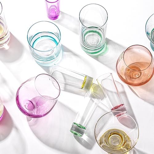 JoyJolt Hue Highball Glasses Set of 6 Tall Drinking Glasses, 13oz