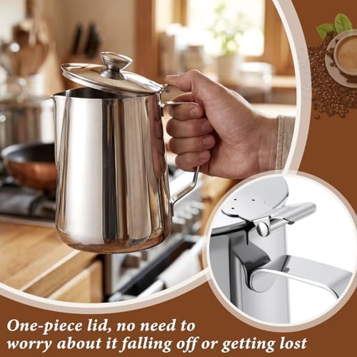 2 Pcs 67 Oz/ 2 L 304 Stainless Steel Pitcher with Lid Milk Frothing