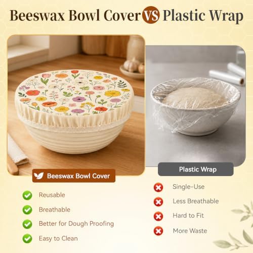 Reusable Beeswax Bowl Covers, 3 Pack, 12/10/8 Inch