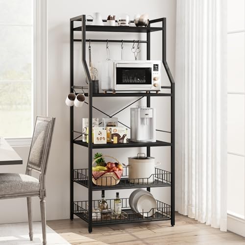 Garvee 5-Tier Kitchen Bakers Rack with 2 Wire Baskets