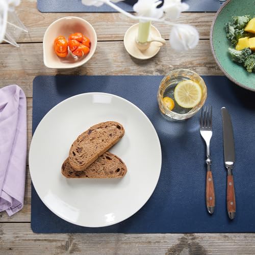 DOLOPL Navy Blue Placemats Set of 6, Wipeable Faux Leather Place Mats