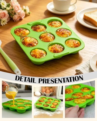 2 Pack Silicone Egg Bite Molds 9-Cavity Silicone Muffin Pans for