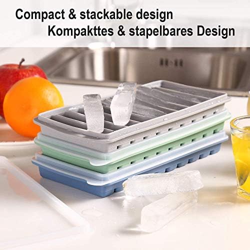 LessMo 3 PCS Ice Cube Tray, Long Ice Stick Tray Silicone with Lid