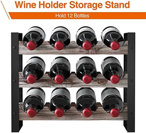 JACKCUBE Design Wine Rack Freestanding Floor 3 Tier Stackable 12 Wine