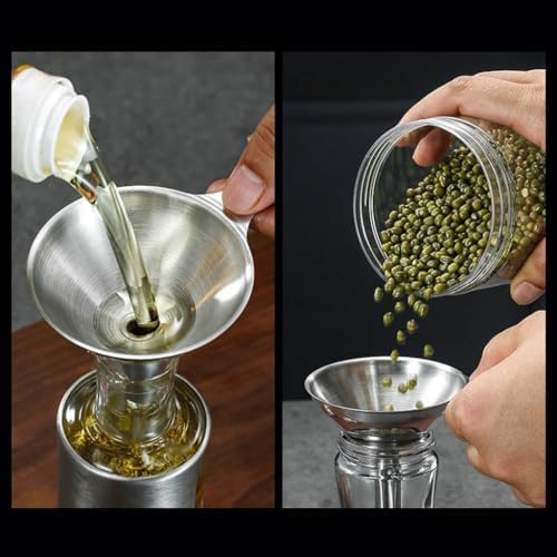 3Pcs Stainless Steel Kitchen Funnel Set,Food Grade Metal Funnel with