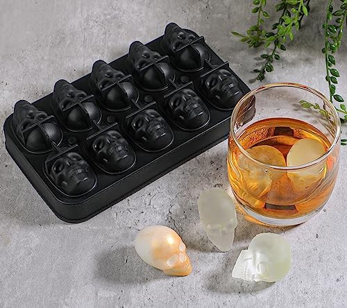 Webake Skull Ice Cube Mold 3D, 10-Cavity Skeleton Head Silicone Ice