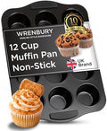 Wrenbury Deep Muffin Pan 12 Cup - Nonstick Cupcake Tin, 1.4in Wells