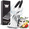 Fish Spatula Stainless Steel Set - 1 Large + 1 Small stainless