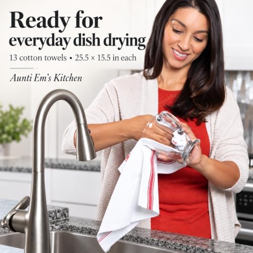 Aunti Em's Kitchen Vintage Striped Cotton Dish Towels, Multicolor
