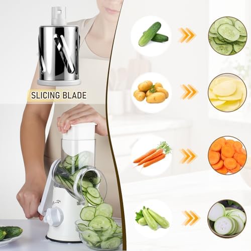 Hand-Crank Rotary Cheese Grater with Handle