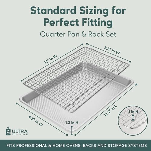 Aluminium Baking Sheet Pan with Wire Rack Set, 13"x10"