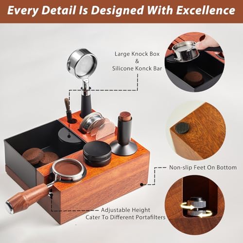 Espresso Tamping Station with Knock Box, for 51-54mm & 58mm Espresso