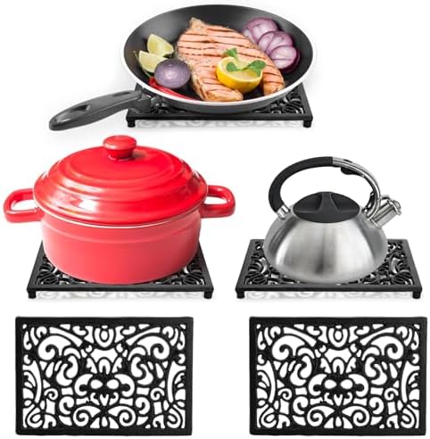 Yopay 2 Pack Cast Iron Trivet for Hot Pots and Pans, Heat Resident