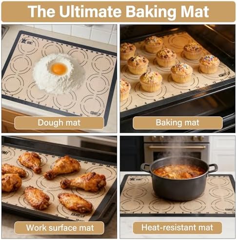 GUANCI Silicone Baking Mats, 2 Pack, 11.6" x 16.5"
