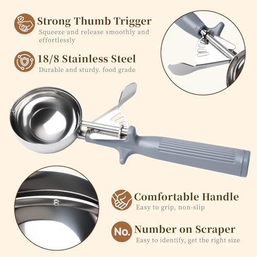 HOMURE H 4 oz Scoop, Large Ice Cream Scoop with Trigger, #8/ Half Cup