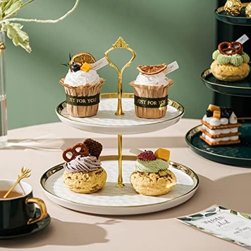 Tosnail Set of 2 Porcelain Cupcake Stand Ceramic Dessert Stand Tiered