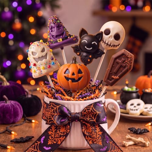 6 Pcs Halloween Cake Pop Mold with 200 Sticks Halloween