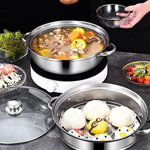 Steamer Pot for Cooking 11.9 inch Steamer Pot Upgrade Capacity, 2-tier Multipurpose 18/8 Stainless Steel Steam Pot Cookware with Lid for Vegetable, Dumpling, Stock, Sauce, Food