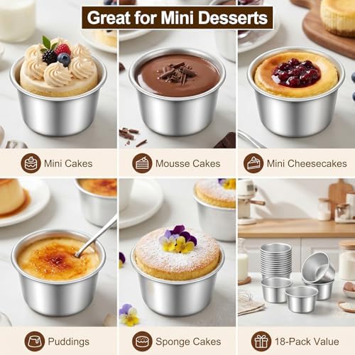 18 PCS 4 Inch Mini Round Cake Pans – Nonstick Aluminum Baking Molds