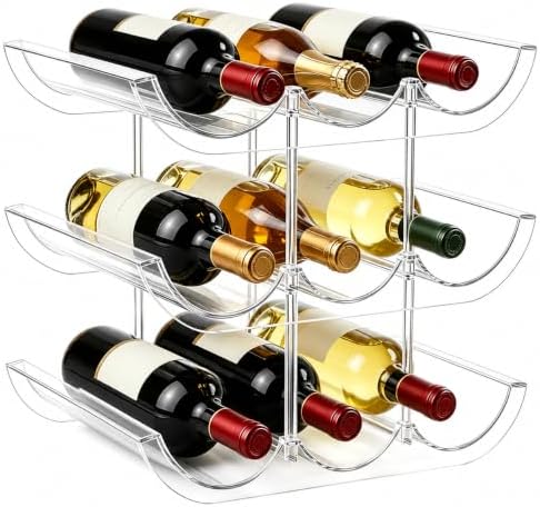 3-Tier Wine Rack, 9 Bottle Wine Holder Storage Organizer, Countertop