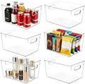 6 Pack Clear Plastic Storage Bins, Kitchen Pantry Organizer