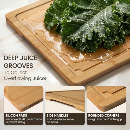 Empune Extra Large Cutting Board Set, Bamboo Cutting Boards for