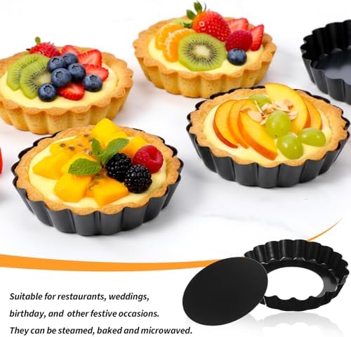 16 Pack 4 Inch Mini Tart Pans with Removable Bottom Mini Quiche Pans