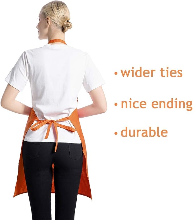 Orange Plain Bib Aprons Bulk in Big Size - Image 3