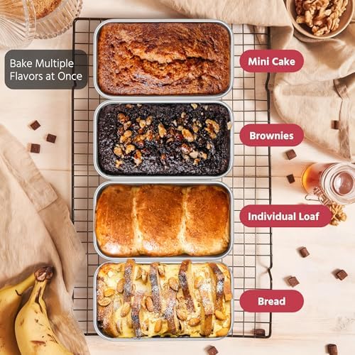 E-far Mini Loaf Pan Set of 8, Small Stainless Steel Bread Baking Pans