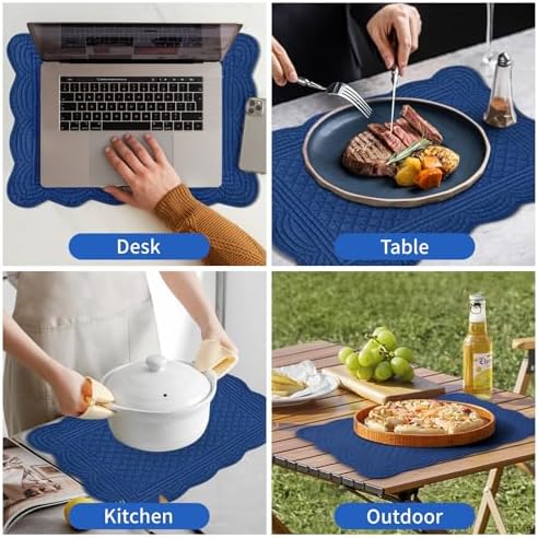 6 PC Quilted Placemats, 18"X13"Extra Large Cotton Placemats Set of 6