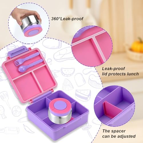 Bento Lunch Box with Insulated Stainless Steel Food Jar, 1650ML
