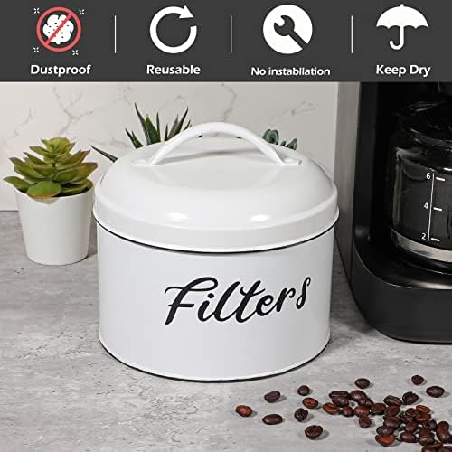 Webake Coffee Filter Holder, Farmhouse White Coffee Filter Storage
