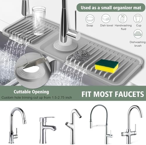 17.7-Inch Kitchen Sink Splash Guard Mat | 7° Slope for Fast