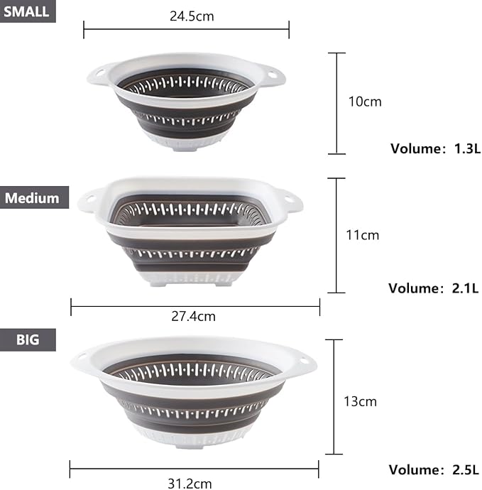 Collapsible Colander and Strainer, Silicone Strainer Colanders & Food Strainers - Image 3