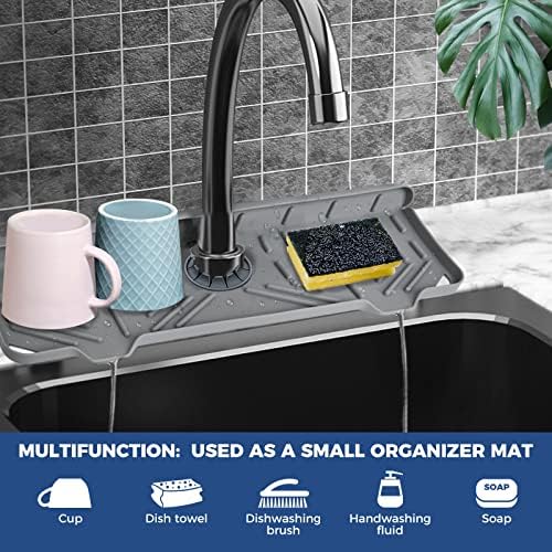 BFONS Silicone Faucet Drip Catcher Tray, Grey