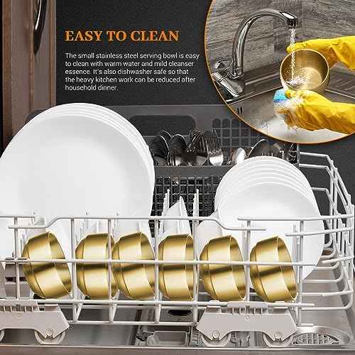 4Pcs Stainless Steel Rice Bowl with Lid 4.7In, 13 oz Double-Walled Insulated Metal Snack Bowls, Small Metal Serving Bowls, Appetizer Bowls Gold for Sauces, Noodles, Ice Cream, Oat, Cereal (4)
