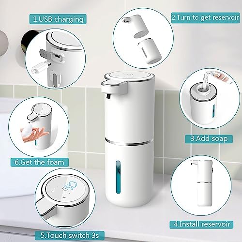 Automatic Foaming Soap Dispenser, 400ml USB Rechargeable