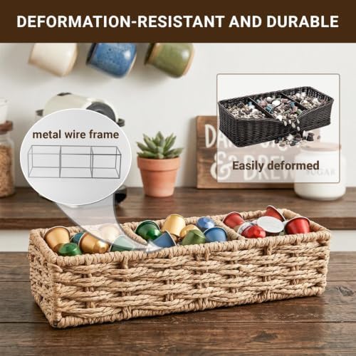 3-Compartment Braided Tea Bag Organizer For Countertop Or Drawer