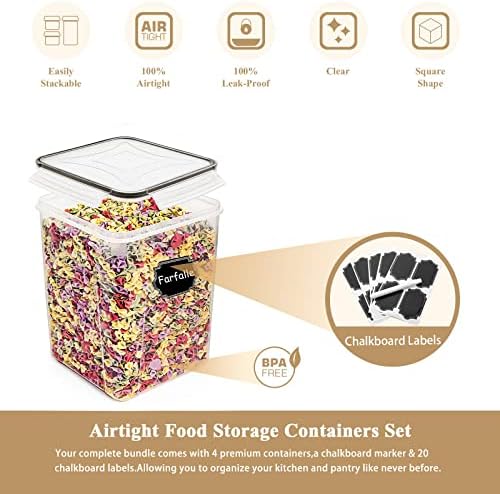 Wildone Flour Storage Containers 5.2L, 4 PCS Food Storage Containers